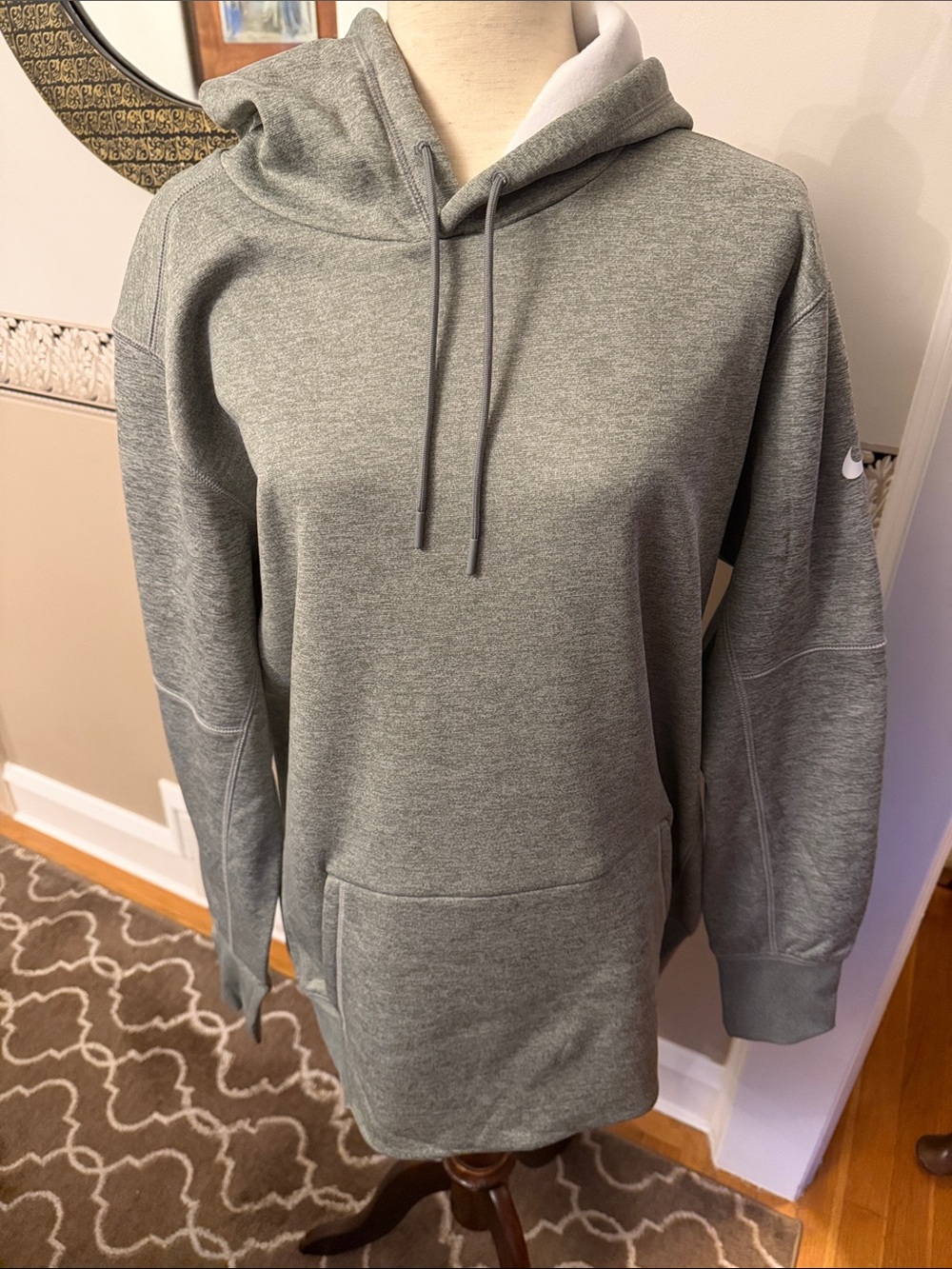 NEW Nike Men's Heather Gray Zip-Up Hoodie Sweatshirt dri fit large runs long
